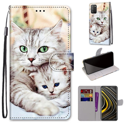 Coloured Drawing Cross Texture Horizontal Flip PU Leather Case with Holder & Card Slots & Wallet & Lanyard, For Xiaomi Poco M3, For Xiaomi Poco X3 NPC