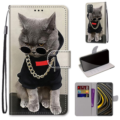 Coloured Drawing Cross Texture Horizontal Flip PU Leather Case with Holder & Card Slots & Wallet & Lanyard, For Xiaomi Poco M3, For Xiaomi Poco X3 NPC