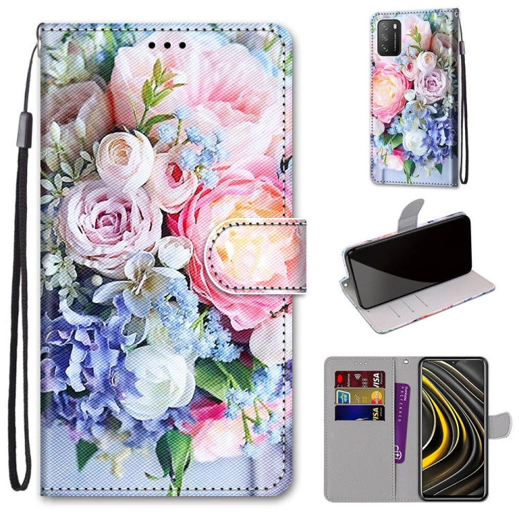 Coloured Drawing Cross Texture Horizontal Flip PU Leather Case with Holder & Card Slots & Wallet & Lanyard, For Xiaomi Poco M3, For Xiaomi Poco X3 NPC