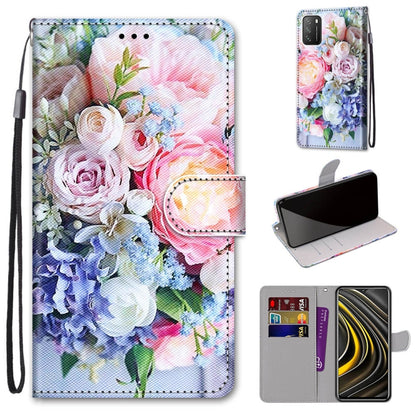 Coloured Drawing Cross Texture Horizontal Flip PU Leather Case with Holder & Card Slots & Wallet & Lanyard, For Xiaomi Poco M3, For Xiaomi Poco X3 NPC