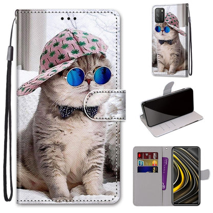 Coloured Drawing Cross Texture Horizontal Flip PU Leather Case with Holder & Card Slots & Wallet & Lanyard, For Xiaomi Poco M3, For Xiaomi Poco X3 NPC