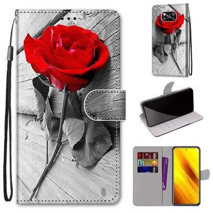 Coloured Drawing Cross Texture Horizontal Flip PU Leather Case with Holder & Card Slots & Wallet & Lanyard, For Xiaomi Poco M3, For Xiaomi Poco X3 NPC