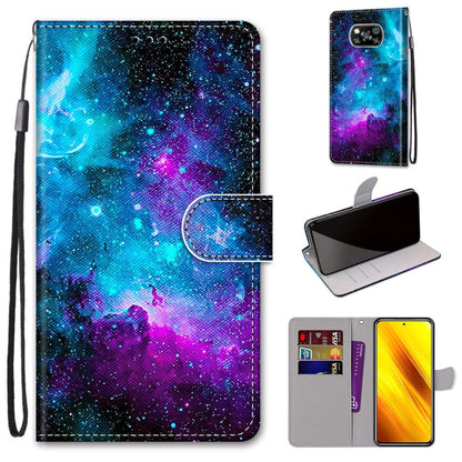 Coloured Drawing Cross Texture Horizontal Flip PU Leather Case with Holder & Card Slots & Wallet & Lanyard, For Xiaomi Poco M3, For Xiaomi Poco X3 NPC