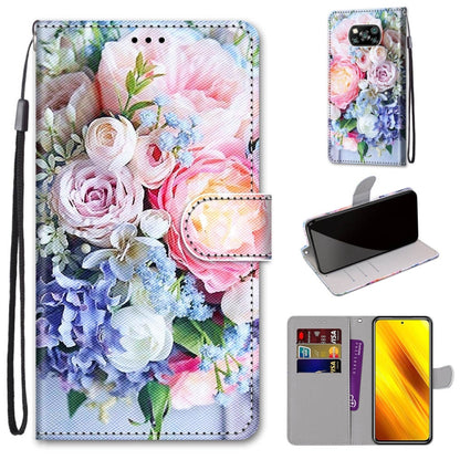 Coloured Drawing Cross Texture Horizontal Flip PU Leather Case with Holder & Card Slots & Wallet & Lanyard, For Xiaomi Poco M3, For Xiaomi Poco X3 NPC