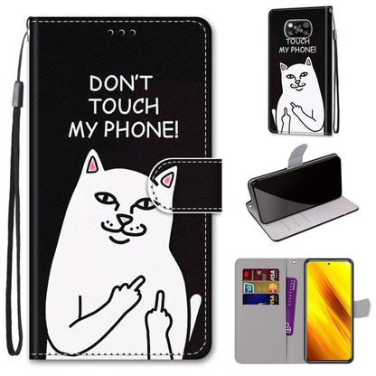 Coloured Drawing Cross Texture Horizontal Flip PU Leather Case with Holder & Card Slots & Wallet & Lanyard, For Xiaomi Poco M3, For Xiaomi Poco X3 NPC