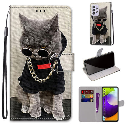 Coloured Drawing Cross Texture Horizontal Flip PU Leather Case with Holder & Card Slots & Wallet & Lanyard, For Samsung Galaxy A52 5G, For Samsung Galaxy A72 5G / 4G