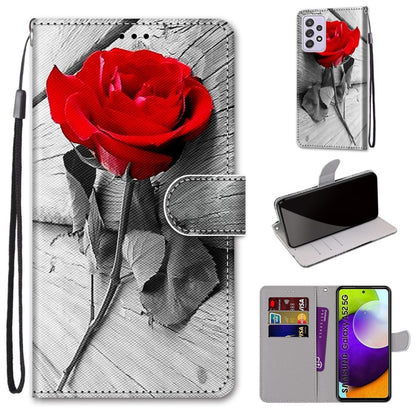 Coloured Drawing Cross Texture Horizontal Flip PU Leather Case with Holder & Card Slots & Wallet & Lanyard, For Samsung Galaxy A52 5G, For Samsung Galaxy A72 5G / 4G