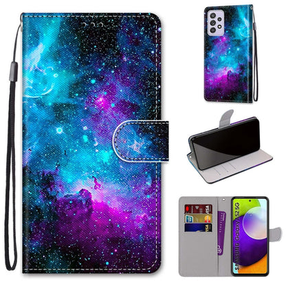 Coloured Drawing Cross Texture Horizontal Flip PU Leather Case with Holder & Card Slots & Wallet & Lanyard, For Samsung Galaxy A52 5G, For Samsung Galaxy A72 5G / 4G