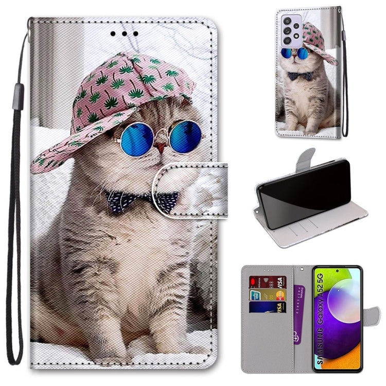 Coloured Drawing Cross Texture Horizontal Flip PU Leather Case with Holder & Card Slots & Wallet & Lanyard, For Samsung Galaxy A52 5G, For Samsung Galaxy A72 5G / 4G