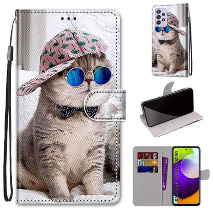 Coloured Drawing Cross Texture Horizontal Flip PU Leather Case with Holder & Card Slots & Wallet & Lanyard, For Samsung Galaxy A52 5G, For Samsung Galaxy A72 5G / 4G