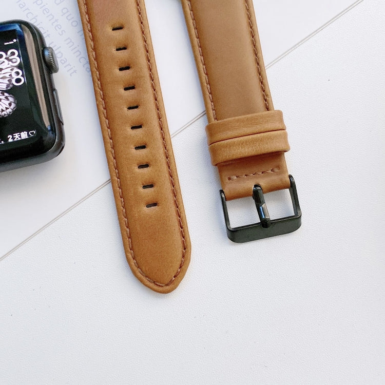 Crazy Horse Texture + Flat Texture Leather Replacement Watchbands For Apple Watch Series 6 & SE & 5 & 4 40mm / 3 & 2 & 1 38mm, For Apple Watch Series 7 41mm / 6 & SE & 5 & 4 40mm / 3 & 2 & 1 38mm                                                         ...