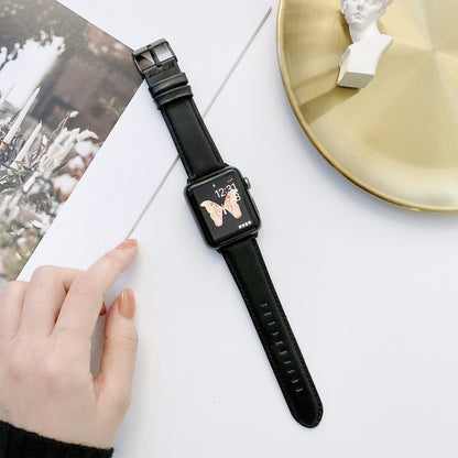 Crazy Horse Texture + Flat Texture Leather Replacement Watchbands For Apple Watch Series 6 & SE & 5 & 4 40mm / 3 & 2 & 1 38mm, For Apple Watch Series 7 41mm / 6 & SE & 5 & 4 40mm / 3 & 2 & 1 38mm                                                         ...