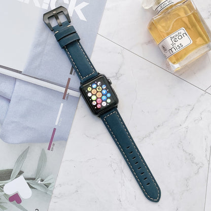 Big Head Buckle Leather Replacement Watchbands For Apple Watch Series 6 & SE & 5 & 4 44mm / 3 & 2 & 1 42mm, For Apple Watch Ultra 49mm / Series 8&7 45mm / SE 2&6&SE&5&4 44mm / 3&2&1 42mm
