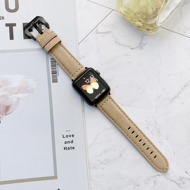 Big Head Buckle Leather Replacement Watchbands For Apple Watch Series 6 & SE & 5 & 4 44mm / 3 & 2 & 1 42mm, For Apple Watch Ultra 49mm / Series 8&7 45mm / SE 2&6&SE&5&4 44mm / 3&2&1 42mm