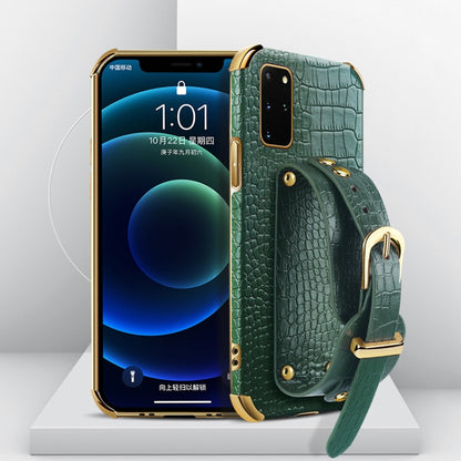 Electroplated TPU Crocodile Pattern Leather Case with Wrist Strap, For Samsung Galaxy A51 4G, For Samsung Galaxy A71 4G, For Samsung Galaxy S20, For Samsung Galaxy S20+, For Samsung Galaxy S20 Ultra