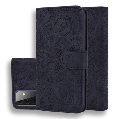 Embossed Sunflower Pattern Horizontal Flip PU Leather Case with Holder & Card Slots & Wallet & Lanyard, For Samsung Galaxy A12, For Samsung Galaxy A52 5G / 4G, For Samsung Galaxy A72 5G / 4G, For SamsungGalaxy A72 5G / 4G