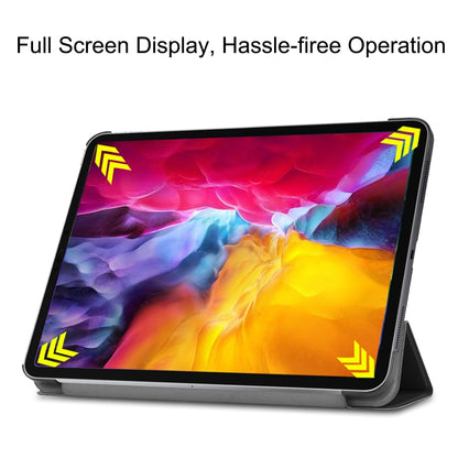 Custer Texture Horizontal Flip PU Leather Case with Three-folding Holder & Sleep / Wake-up Function, For iPad Pro 11 (2021)
