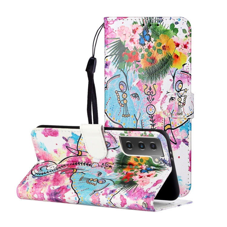 Oil Embossed Coloured Drawing Pattern Horizontal Flip PU Leather Case with Holder & Card Slots & Wallet & Lanyard, For Samsung Galaxy S21 5G, For Samsung Galaxy S21+ 5G, For Samsung Galaxy S21 Ultra 5G