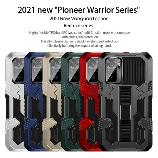 Vanguard Warrior All Inclusive Double-color Shockproof TPU + PC Protective Case with Holder, For OPPO Realme C21 / C20, For Xiaomi Redmi K40 / K40 Pro, For Xiaomi Mi 11, For Xiaomi Mi 11X, For Xiaomi Poco F3, For Xiaomi Redmi Note 10 / 10S             ...