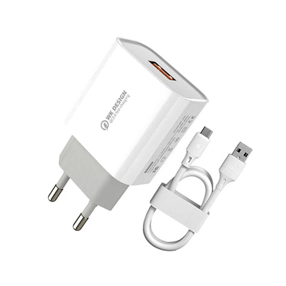 WK WP-U57 Max 18W Maxspeed QC3.0 Fast Charger +  USB to Micro USB Data Cable, US Plug, EU Plug, UK Plug