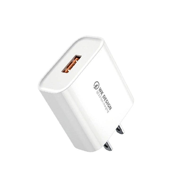 WK WP-U57 Max 18W Maxspeed QC3.0 Fast Charger + USB to 8 Pin Data Cable, US Plug, EU Plug, UK Plug