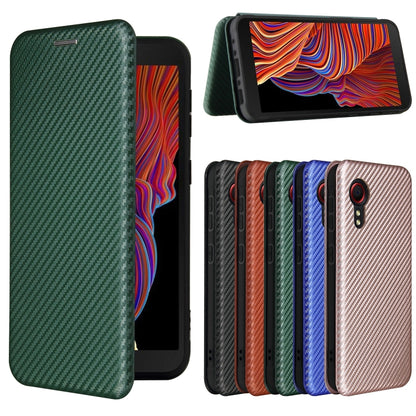 Carbon Fiber Texture Magnetic Horizontal Flip TPU + PC + PU Leather Case with Card Slot, For Samsung Galaxy Xcover 5, For Xiaomi Mi 10S