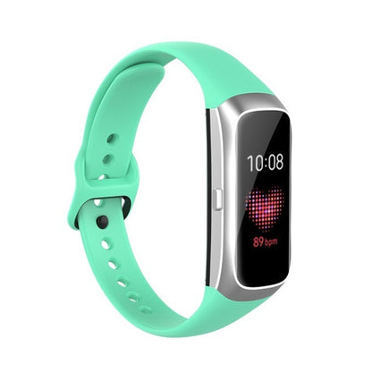 For Samsung Galaxy Fit SM-R370 Silicone Steel Shrapnel Black Buckle Replacement Strap Watchband