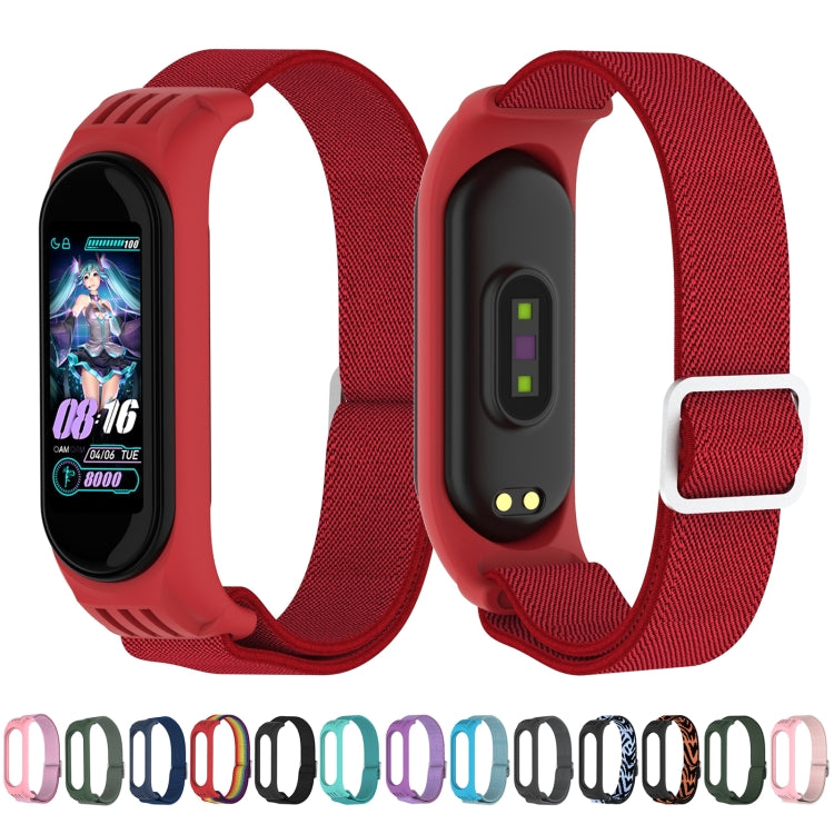 For Xiaomi Mi Band 3 / 4 / 5 Twill 8-shaped Buckle Elastic Replacement Strap Watchband