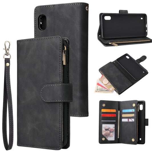 Multifunctional Retro Frosted Horizontal Flip Leather Case with Card Slot & Holder & Zipper Wallet & Photo Frame & Lanyard, For Samsung Galaxy A10, For Samsung Galaxy A20e, For Samsung Galaxy A40, For Samsung Galaxy A50, For Samsung Galaxy Note 9      ...