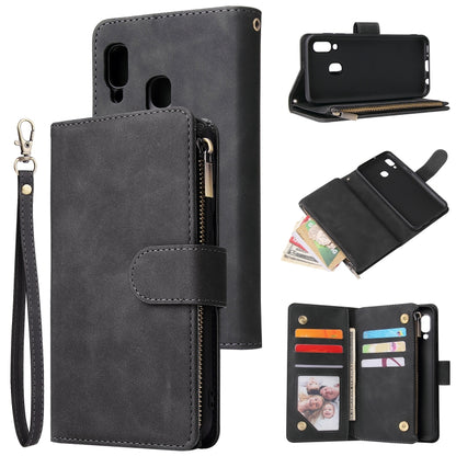 Multifunctional Retro Frosted Horizontal Flip Leather Case with Card Slot & Holder & Zipper Wallet & Photo Frame & Lanyard, For Samsung Galaxy A10, For Samsung Galaxy A20e, For Samsung Galaxy A40, For Samsung Galaxy A50, For Samsung Galaxy A70         ...