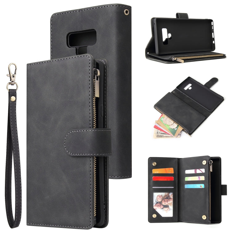 Multifunctional Retro Frosted Horizontal Flip Leather Case with Card Slot & Holder & Zipper Wallet & Photo Frame & Lanyard, For Samsung Galaxy A10, For Samsung Galaxy A20e, For Samsung Galaxy A40, For Samsung Galaxy A50, For Samsung Galaxy A70         ...
