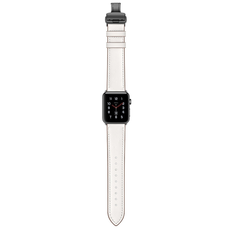 Genuine Leather + Butterfly Black Buckle Replacement Watchbands For Apple Watch Series 6 & SE & 5 & 4 44mm / 3 & 2 & 1 42mm, Black Buckle For Apple Watch Series 7 45mm / 6 & SE & 5 & 4 44mm / 3 & 2 & 1 42mm                                              ...