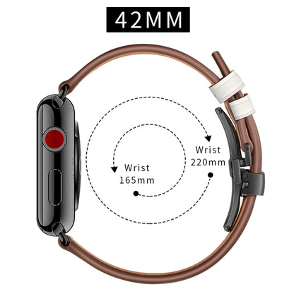 Genuine Leather + Butterfly Black Buckle Replacement Watchbands For Apple Watch Series 6 & SE & 5 & 4 44mm / 3 & 2 & 1 42mm, Black Buckle For Apple Watch Series 7 45mm / 6 & SE & 5 & 4 44mm / 3 & 2 & 1 42mm                                              ...