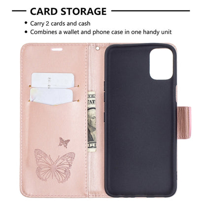 Two Butterflies Embossing Pattern Horizontal Flip Leather Case with Holder & Card Slot & Wallet & Lanyard, For LG K42, For Nokia C1 Plus, For Xiaomi Redmi Note 10 Pro, For Huawei P50, For Huawei P50 Pro, For Samsung Galaxy A32 4G