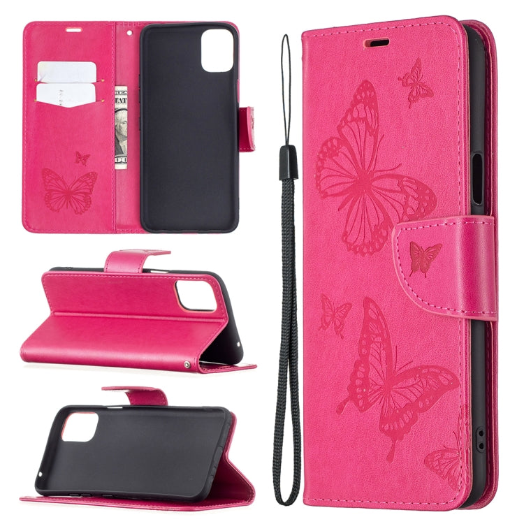 Two Butterflies Embossing Pattern Horizontal Flip Leather Case with Holder & Card Slot & Wallet & Lanyard, For LG K42, For Nokia C1 Plus, For Xiaomi Redmi Note 10 Pro, For Huawei P50, For Huawei P50 Pro, For Samsung Galaxy A32 4G