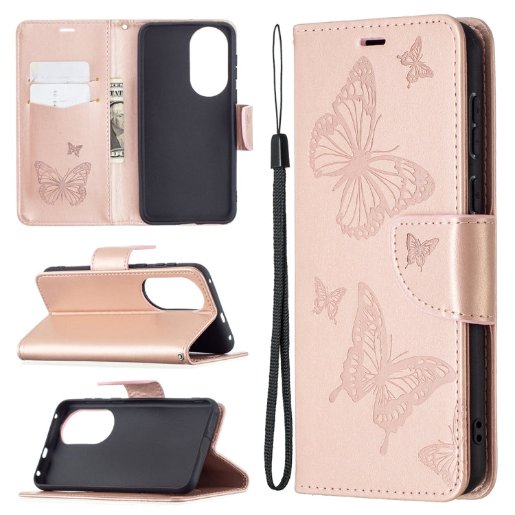 Two Butterflies Embossing Pattern Horizontal Flip Leather Case with Holder & Card Slot & Wallet & Lanyard, For LG K42, For Nokia C1 Plus, For Xiaomi Redmi Note 10 Pro, For Huawei P50, For Huawei P50 Pro, For Samsung Galaxy A32 4G