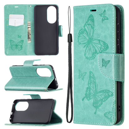 Two Butterflies Embossing Pattern Horizontal Flip Leather Case with Holder & Card Slot & Wallet & Lanyard, For LG K42, For Nokia C1 Plus, For Xiaomi Redmi Note 10 Pro, For Huawei P50, For Huawei P50 Pro, For Samsung Galaxy A32 4G