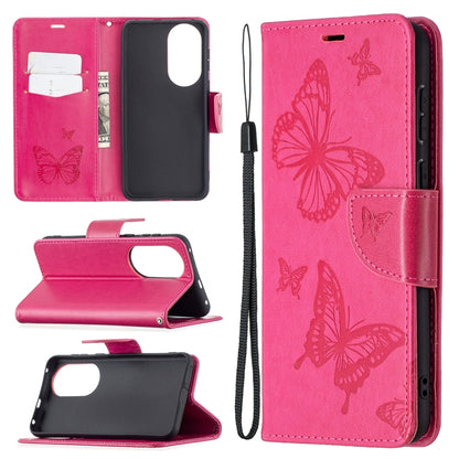 Two Butterflies Embossing Pattern Horizontal Flip Leather Case with Holder & Card Slot & Wallet & Lanyard, For LG K42, For Nokia C1 Plus, For Xiaomi Redmi Note 10 Pro, For Huawei P50, For Huawei P50 Pro, For Samsung Galaxy A32 4G
