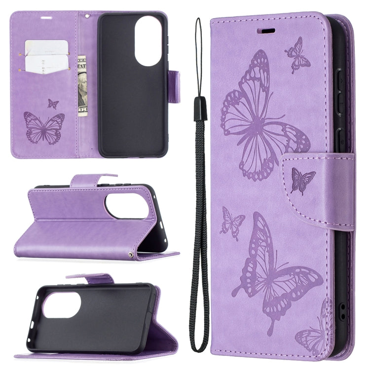 Two Butterflies Embossing Pattern Horizontal Flip Leather Case with Holder & Card Slot & Wallet & Lanyard, For LG K42, For Nokia C1 Plus, For Xiaomi Redmi Note 10 Pro, For Huawei P50, For Huawei P50 Pro, For Samsung Galaxy A32 4G