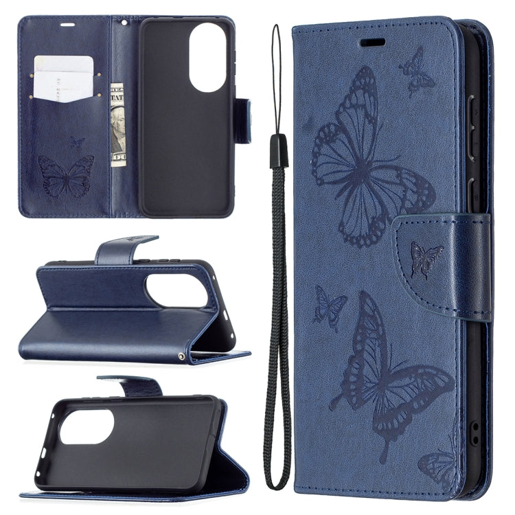 Two Butterflies Embossing Pattern Horizontal Flip Leather Case with Holder & Card Slot & Wallet & Lanyard, For LG K42, For Nokia C1 Plus, For Xiaomi Redmi Note 10 Pro, For Huawei P50, For Huawei P50 Pro, For Samsung Galaxy A32 4G