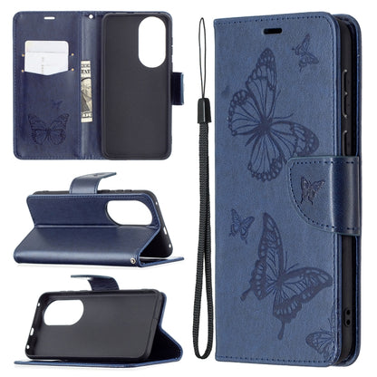 Two Butterflies Embossing Pattern Horizontal Flip Leather Case with Holder & Card Slot & Wallet & Lanyard, For LG K42, For Nokia C1 Plus, For Xiaomi Redmi Note 10 Pro, For Huawei P50, For Huawei P50 Pro, For Samsung Galaxy A32 4G