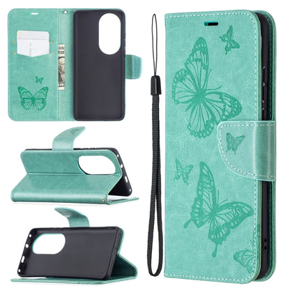 Two Butterflies Embossing Pattern Horizontal Flip Leather Case with Holder & Card Slot & Wallet & Lanyard, For LG K42, For Nokia C1 Plus, For Xiaomi Redmi Note 10 Pro, For Huawei P50, For Huawei P50 Pro, For Samsung Galaxy A32 4G