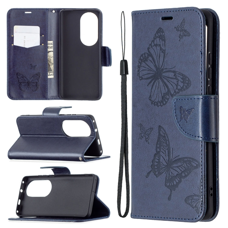 Two Butterflies Embossing Pattern Horizontal Flip Leather Case with Holder & Card Slot & Wallet & Lanyard, For LG K42, For Nokia C1 Plus, For Xiaomi Redmi Note 10 Pro, For Huawei P50, For Huawei P50 Pro, For Samsung Galaxy A32 4G