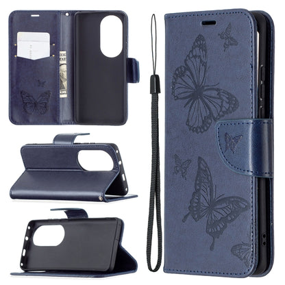 Two Butterflies Embossing Pattern Horizontal Flip Leather Case with Holder & Card Slot & Wallet & Lanyard, For LG K42, For Nokia C1 Plus, For Xiaomi Redmi Note 10 Pro, For Huawei P50, For Huawei P50 Pro, For Samsung Galaxy A32 4G
