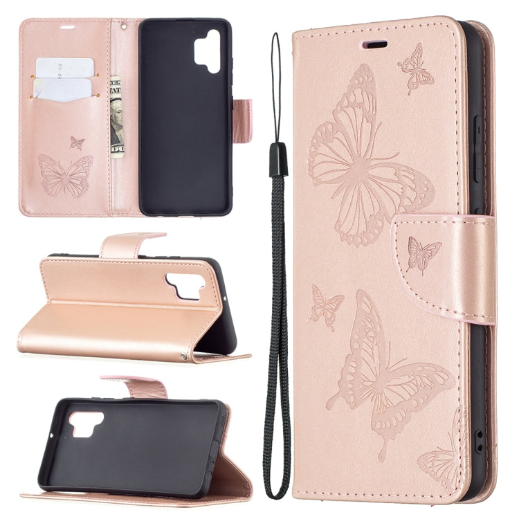 Two Butterflies Embossing Pattern Horizontal Flip Leather Case with Holder & Card Slot & Wallet & Lanyard, For LG K42, For Nokia C1 Plus, For Xiaomi Redmi Note 10 Pro, For Huawei P50, For Huawei P50 Pro, For Samsung Galaxy A32 4G