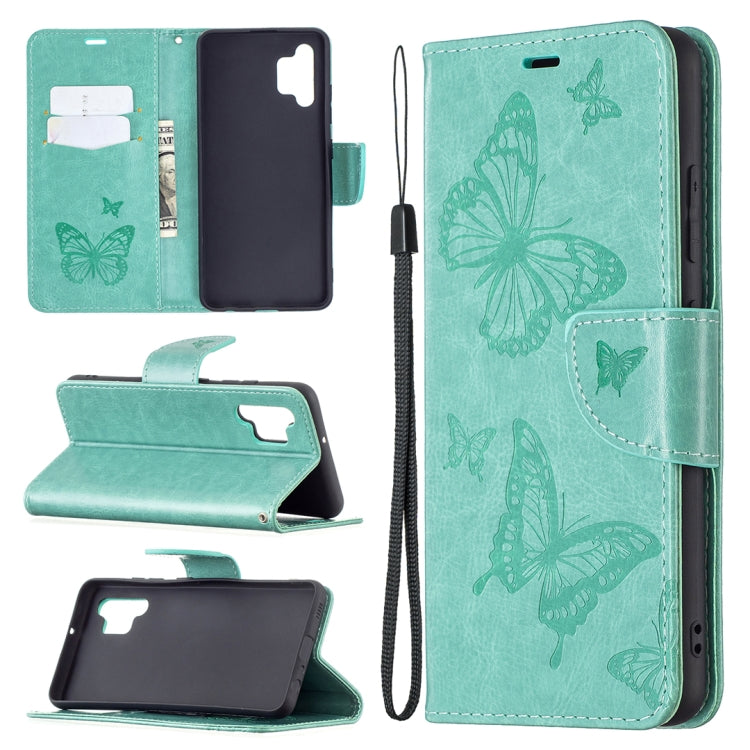 Two Butterflies Embossing Pattern Horizontal Flip Leather Case with Holder & Card Slot & Wallet & Lanyard, For LG K42, For Nokia C1 Plus, For Xiaomi Redmi Note 10 Pro, For Huawei P50, For Huawei P50 Pro, For Samsung Galaxy A32 4G