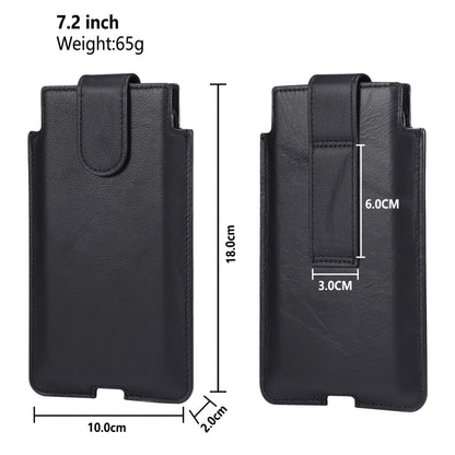 Universal Cow Leather Vertical Mobile Phone Leather Case Waist Bag For 7.2 inch and Below Phones, For 7.2 inch and Below Phones