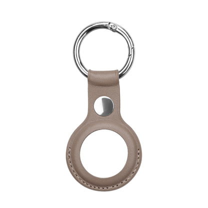 Anti-scratch Top-layer Cowhide Leather Case Cover with Switchable Keychain Ring for AirTag 2nd Gen / AirTag 1st Gen