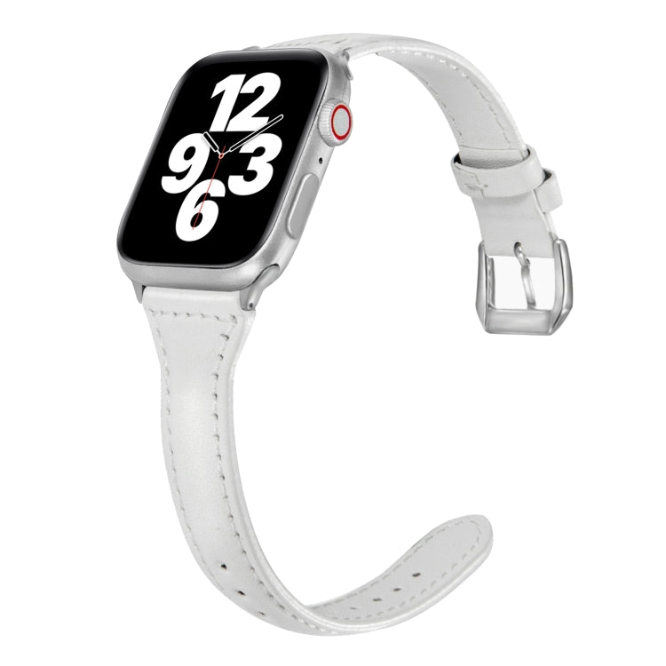 Universal T-shaped Thin Leather Watch Strap, For Apple Watch Series 7 45mm / 6 & SE & 5 & 4 44mm / 3 & 2 & 1 42mm, For Apple Watch Series 7 41mm / 6 & SE & 5 & 4 40mm / 3 & 2 & 1 38mm                                                                     ...