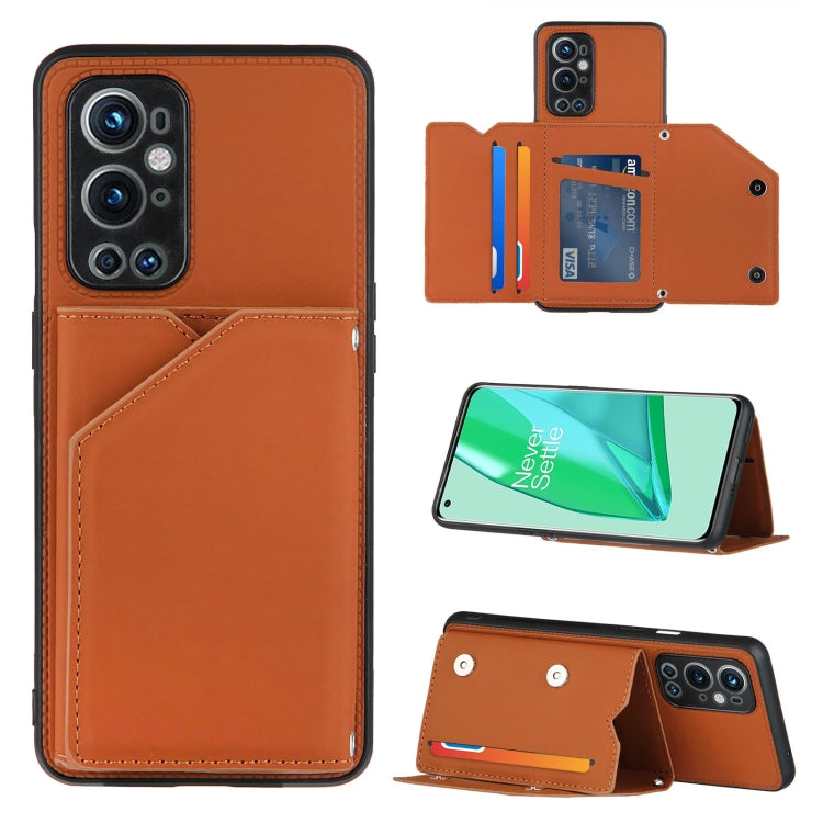Skin Feel PU + TPU + PC Back Cover Shockproof Case with Card Slots & Holder & Photo Frame, For OnePlus 9 Pro, For Samsung Galaxy A42 5G